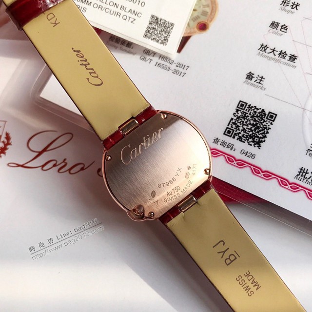 卡地亞專櫃爆款手錶 Cartier經典款白氣球2020新春特別版紅色 43顆純天然鑽石 卡地亞皮帶女裝腕表  gjs2242